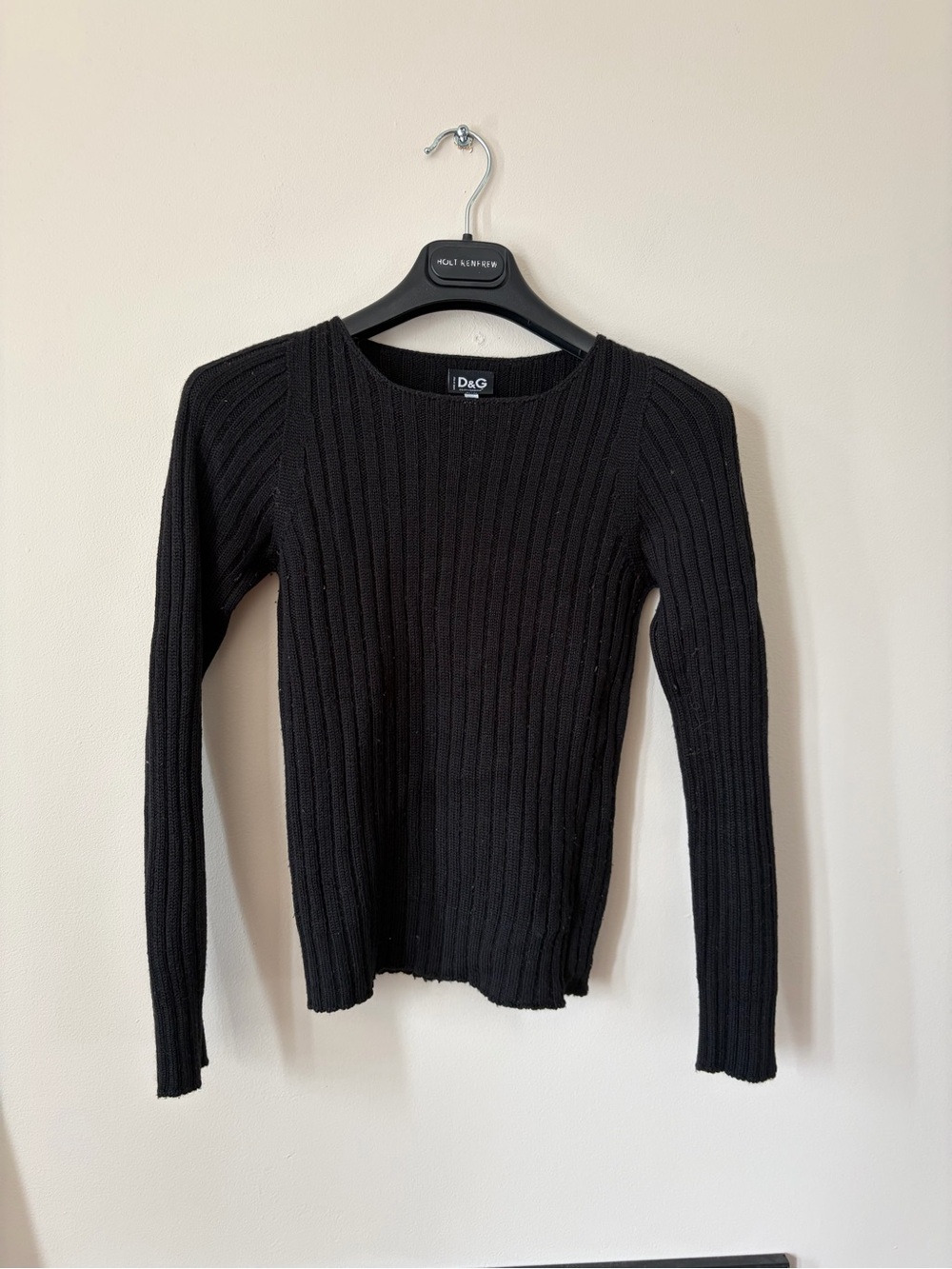 D&G Black Ribbed Crewneck Women's Sweater